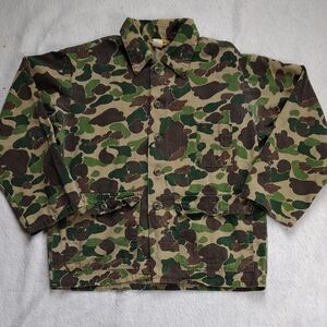 VINTAGE Duck Frog Camo Ranger Shirt Jacket Size Medium Canvas Utility Chore